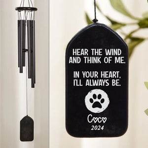 Hear The Wind And Think Of Me Dog Cat Memorial Personalized Wind Chimes