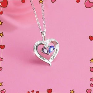 Couple Gift Forever Love Birthstone & Diamond Heart Necklace