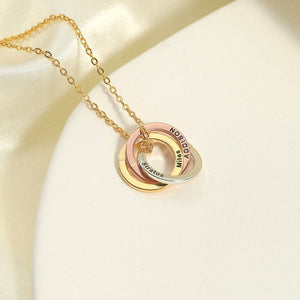 Mother's Day Gift Personalized 3 Mixed Russian Rings Necklace