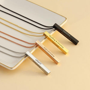 Personalized Engraved 3D Bar Necklace