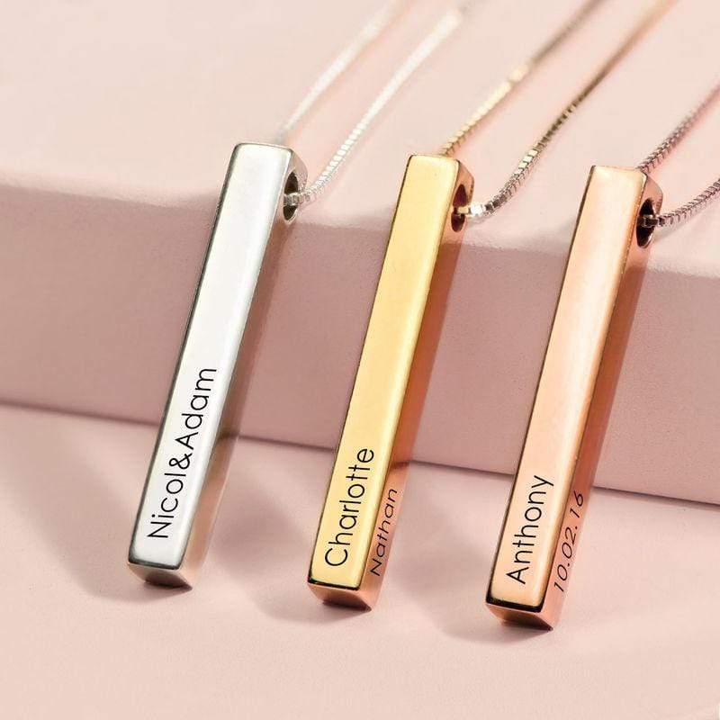 Personalized Engraved 3D Bar Necklace