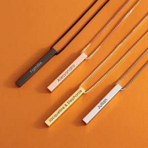 Personalized Engraved 3D Bar Necklace