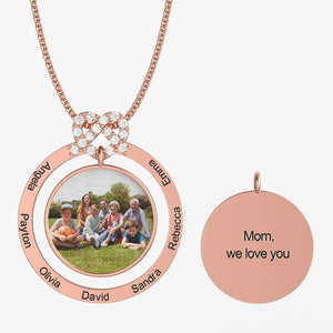 Mother's Day Gift Personalized Family Love Knot Family Name & Photo Necklace