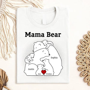 Personalized Bear Family Bear Mama Mother Pure Cotton T-shirt