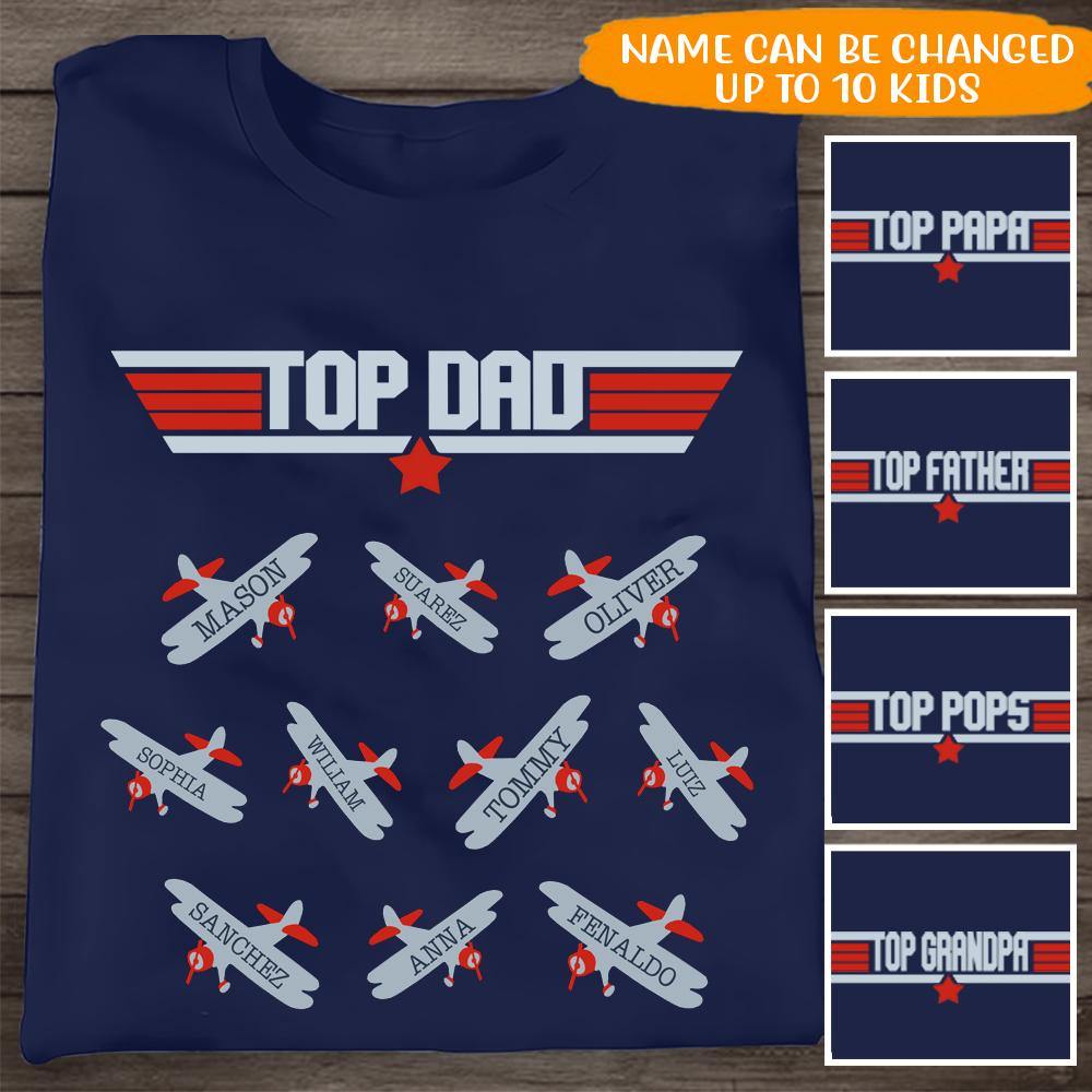 Personalized Gift Dad Custom Top Dad Pilot Airplane Father's Day T-Shirt