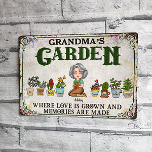 Grandma Garden Custom Metal sign Where Love Is Grown Personalized Gift