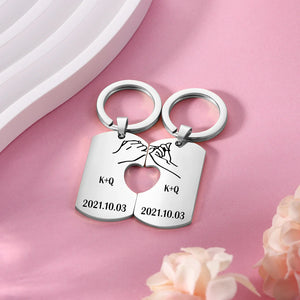 Personalized Pinky Promise Couple Keychain Set Engrave Name Matching Couple Gifts