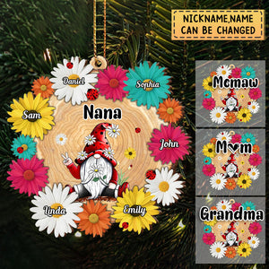 Personalized Grandma Flower Nana Mom Christmas Xmas Gift Family Wooden Ornament