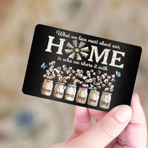 Personalized What We Love Most About Our Home Metal Wallet Card