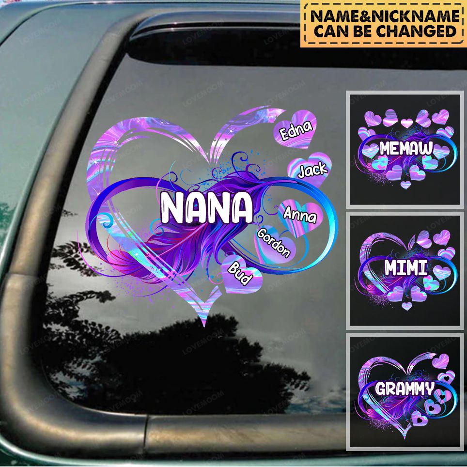 Grandma Grandkids Infinity Love Family Heart Personalized Decal