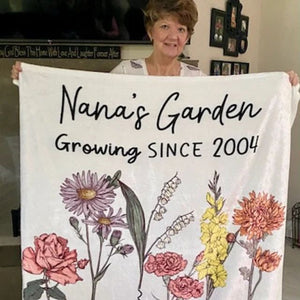 Personalized Grandma's Garden Birth Flower Blanket