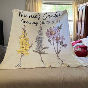 Personalized Grandma's Garden Birth Flower Blanket