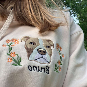 Personalized Embroidered Dog Photo For Dog Lovers Unisex Hoodie