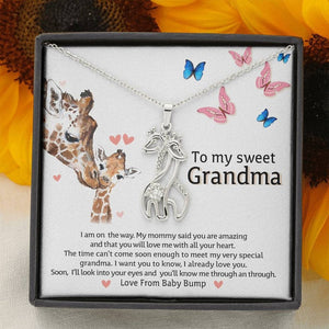 To My Grandma-Gift for First Time Grandma Giraffe Necklace