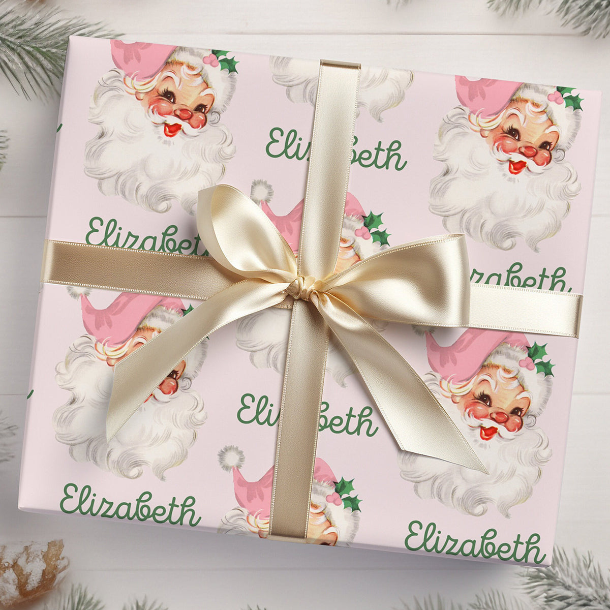 Personalized Vintage Santa Christmas Wrapping Paper