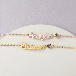 Personalized Baby Name Birthstone Baby Gift Bracelet