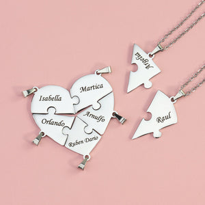 Personalized Name Puzzle we are together Heart Necklace