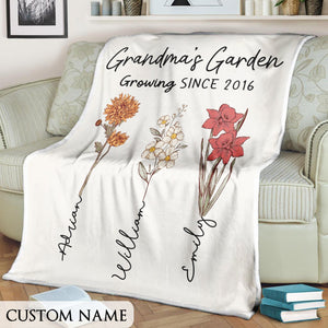 Personalized Grandma's Garden Birth Flower Blanket