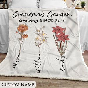 Personalized Grandma's Garden Birth Flower Blanket