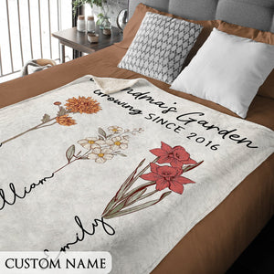 Personalized Grandma's Garden Birth Flower Blanket