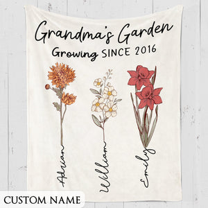 Personalized Grandma's Garden Birth Flower Blanket