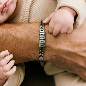 Personalized Gift for Dad Bracelet with Kids Name Beads