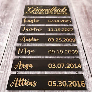 Personalized Wooden Sign-Grandkids make life grand