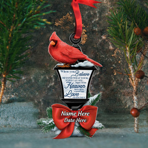 Personalized Heaven Cardinals Christmas Ornament