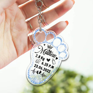 Personalized New Baby Foot Acrylic Keychain