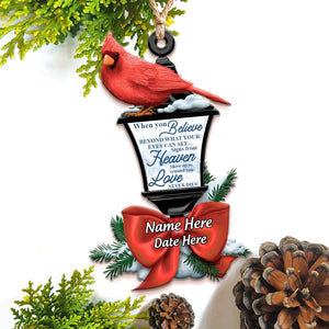 Personalized Heaven Cardinals Christmas Ornament