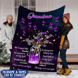 Personalized Grandma We hug this blanket Fleece Blanket