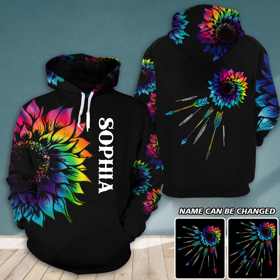 Personalized Name Tie Dye Sunflower Hoodie