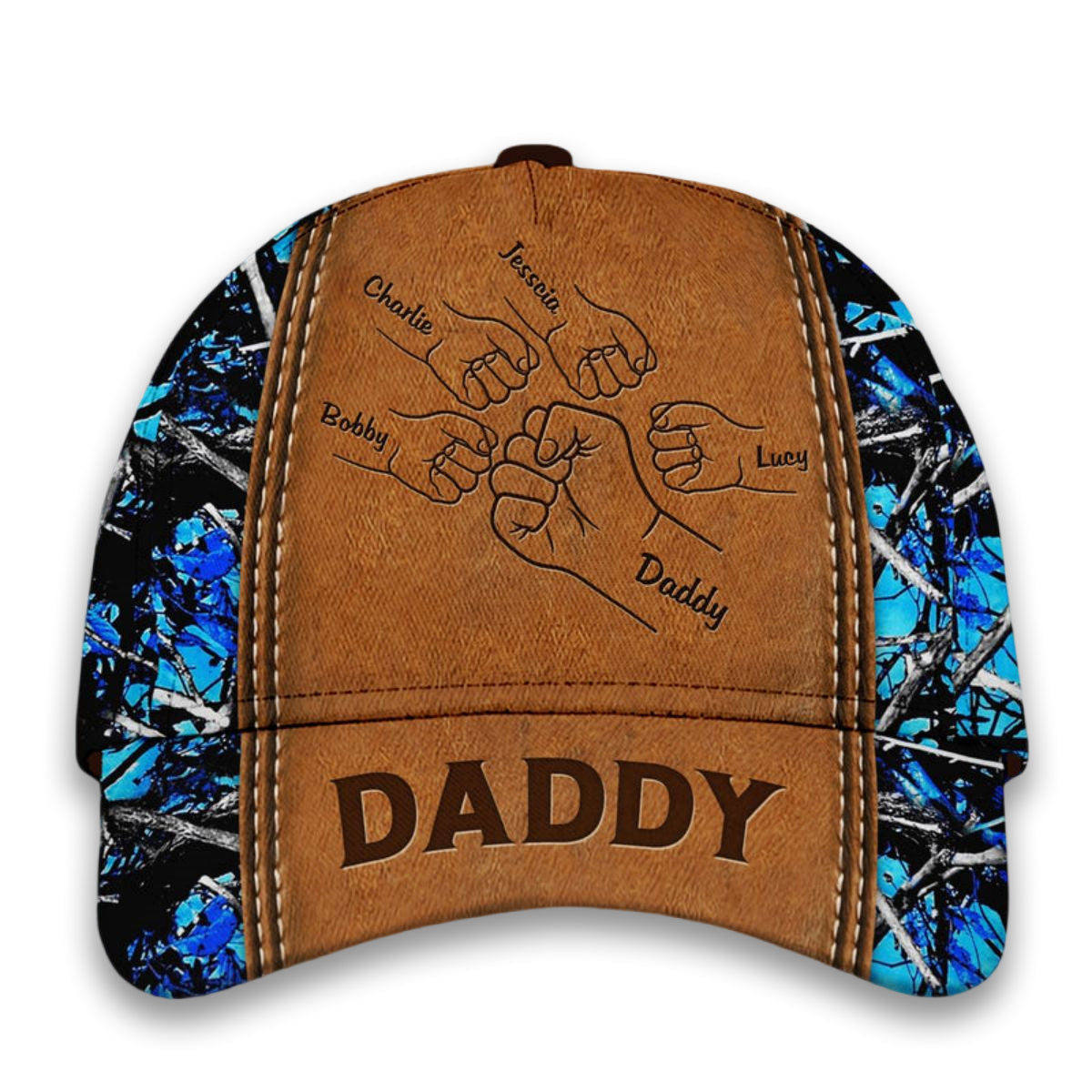 Grandpa Papa Daddy Fist Bump Fathers Day Family Personalized Cap