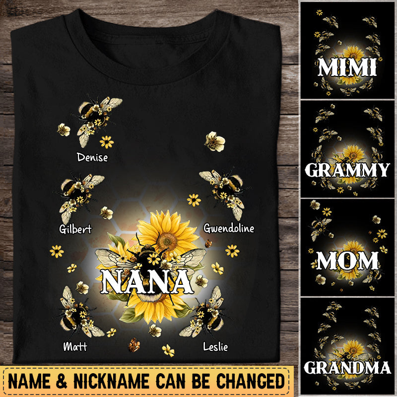 Personalized Gift For Grandma & Mother Reason To Bee Happy T-shirt