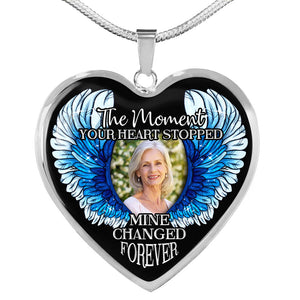 Personalized Memorial Heart Necklace The Moment Your Heart Stopped Wings