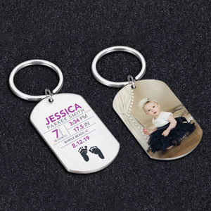 Custom Baby Birth Photo Key Chain