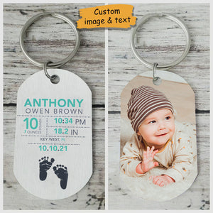 Custom Baby Birth Photo Key Chain