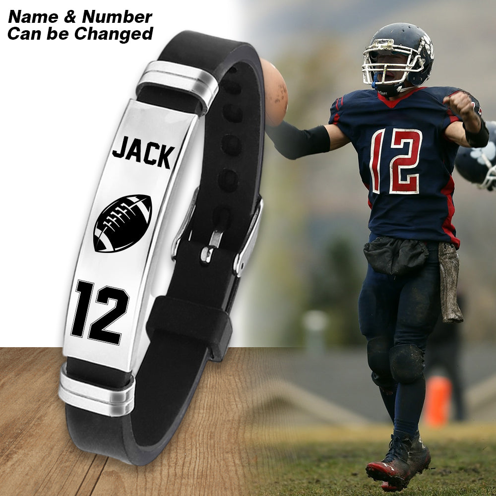 Personalized American Football Sport Engraved Bracelet