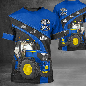 Personalized Tractor 3D T-Shirt-Never Underestimate An Old Man With A Tractor