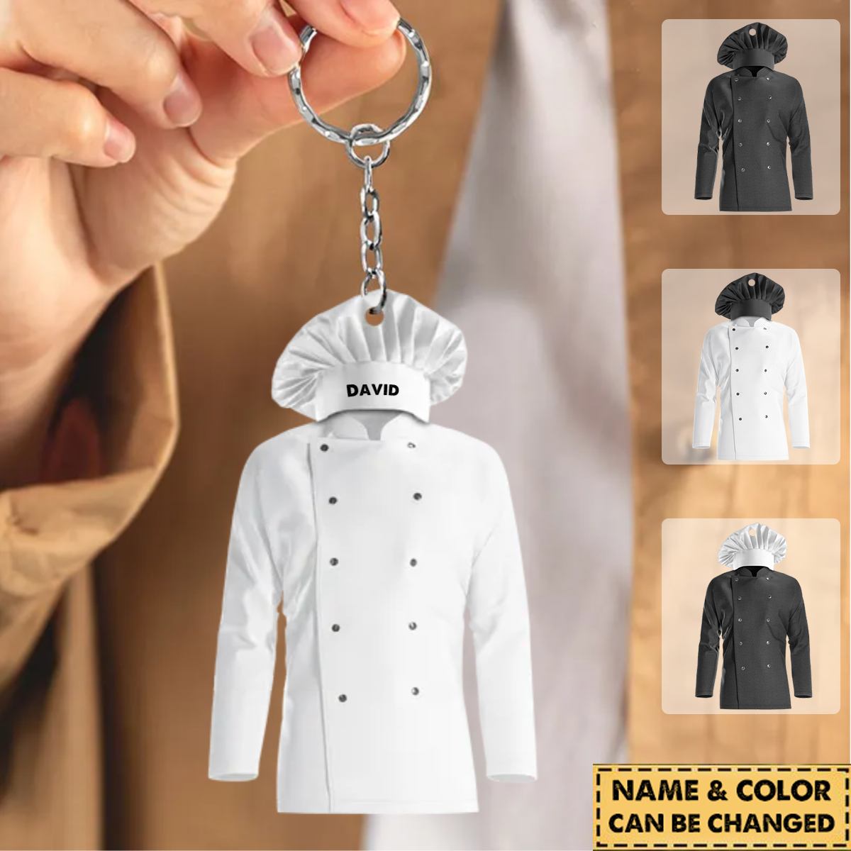 Chef Coat Uniform, Personalized Christmas Keychain Gift For Chef