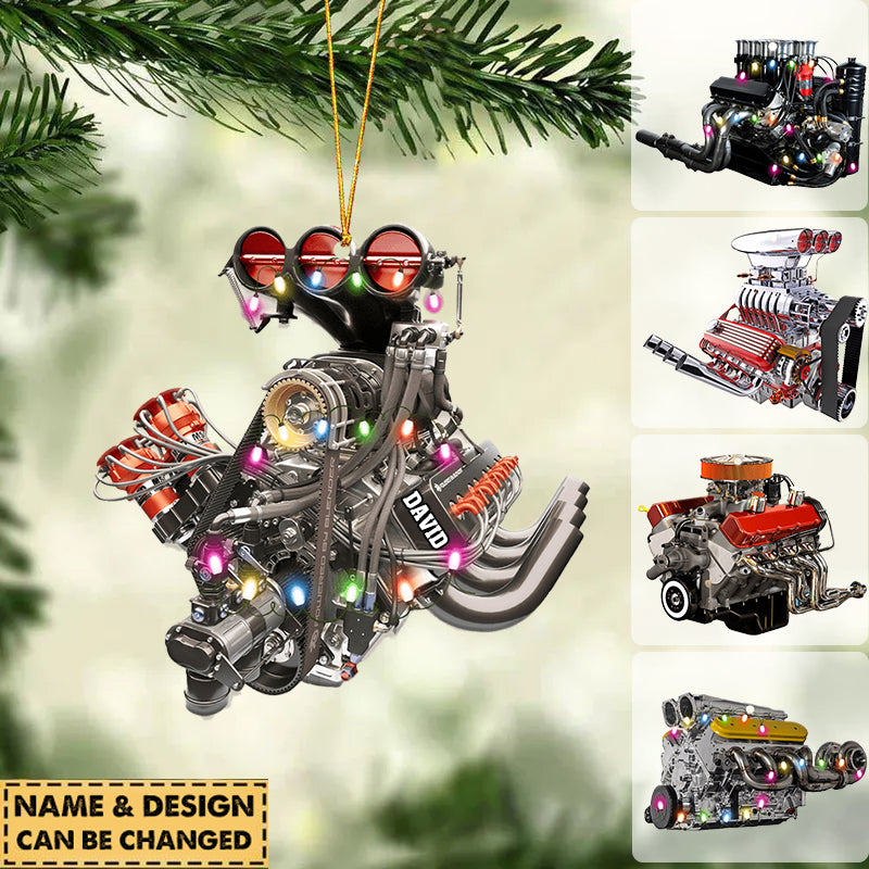 Drag Racing Hot Rod V8 Engine, Custom Drag Racing Ornament, Christmas Gift For Racing Lovers