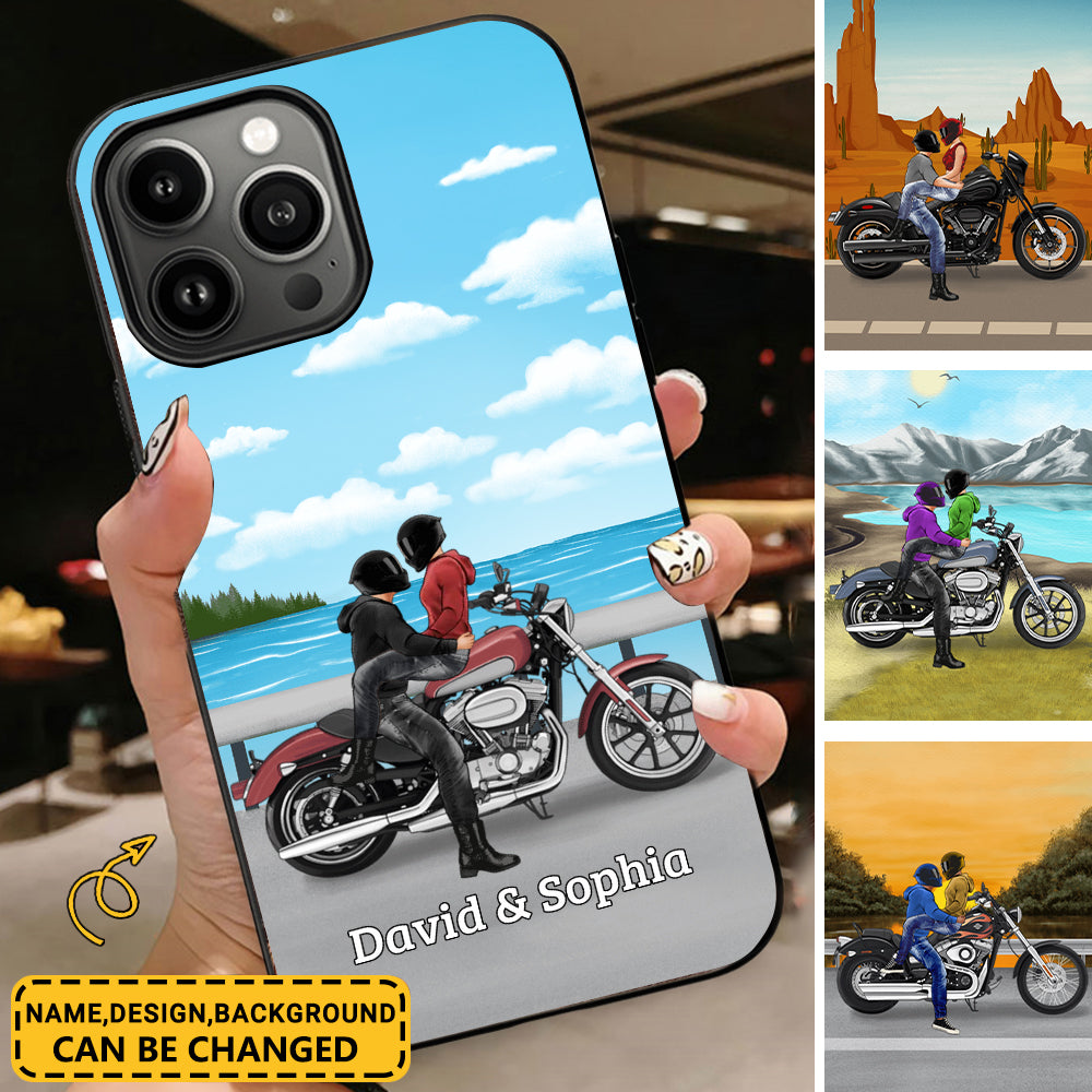 Custom Personalized Riding Couple Phone Case-Gift Idea For Motorbike Lovers