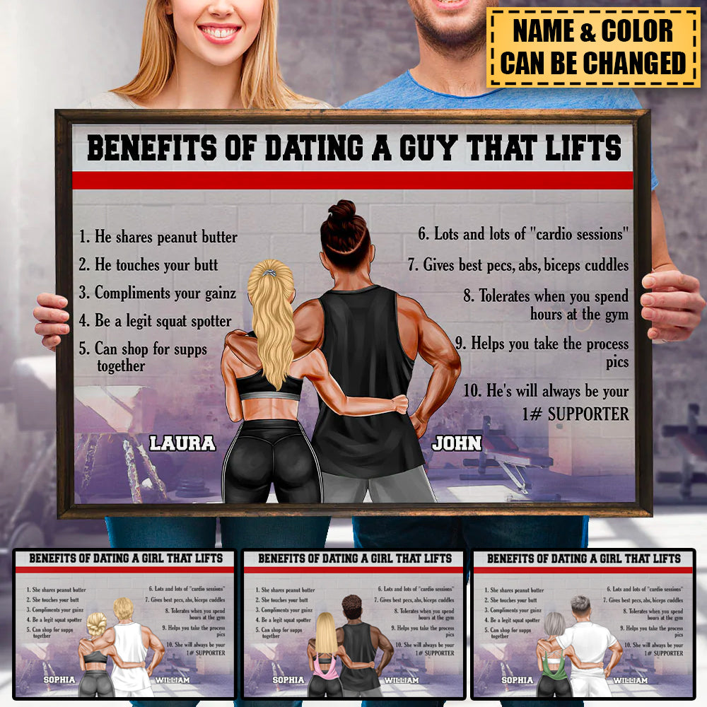 Personalized Gym Couple Poster - Benefits Of Dating A Girl/Guy That Lifts