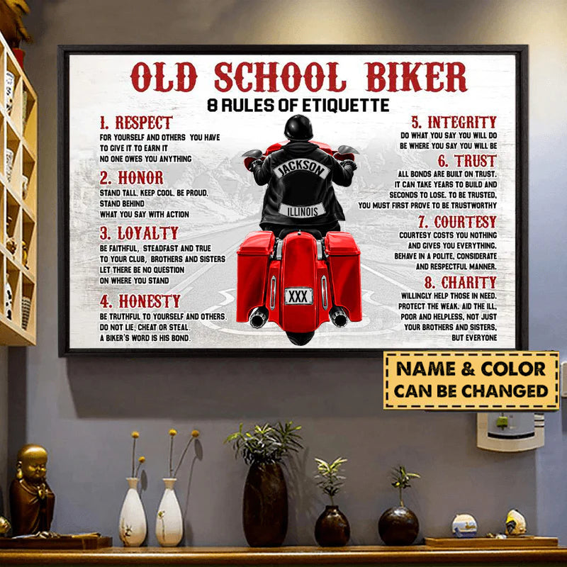 PERSONALIZED OLD SCHOOL BIKER POSTER