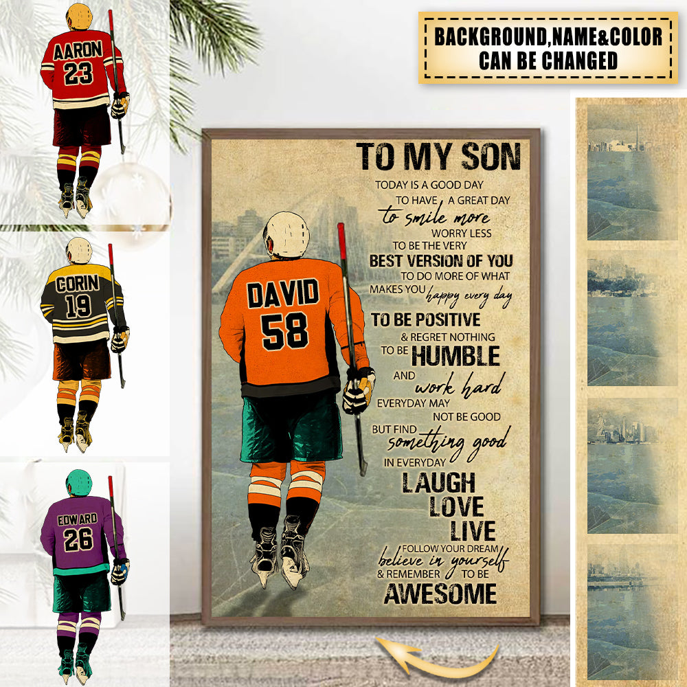 Custom Personalized Ice Hockey Poster, Canvas, Hockey Gifts, Gifts For Hockey Players, To My Son