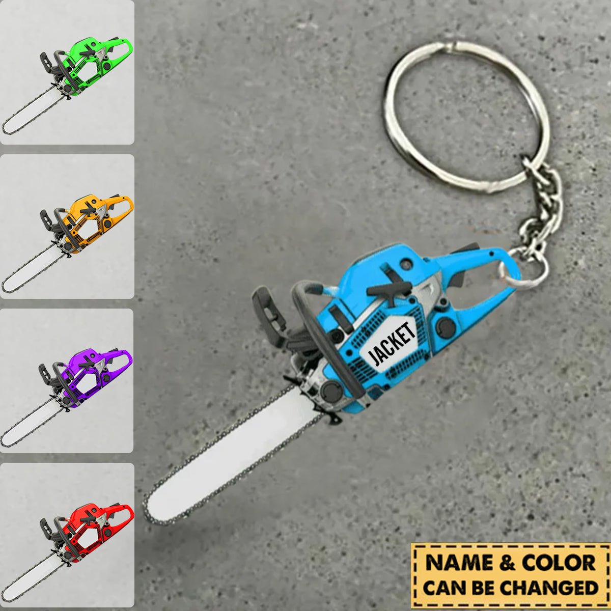 PERSONALIZED ARBORIST CHAINSAW KEYCHAIN