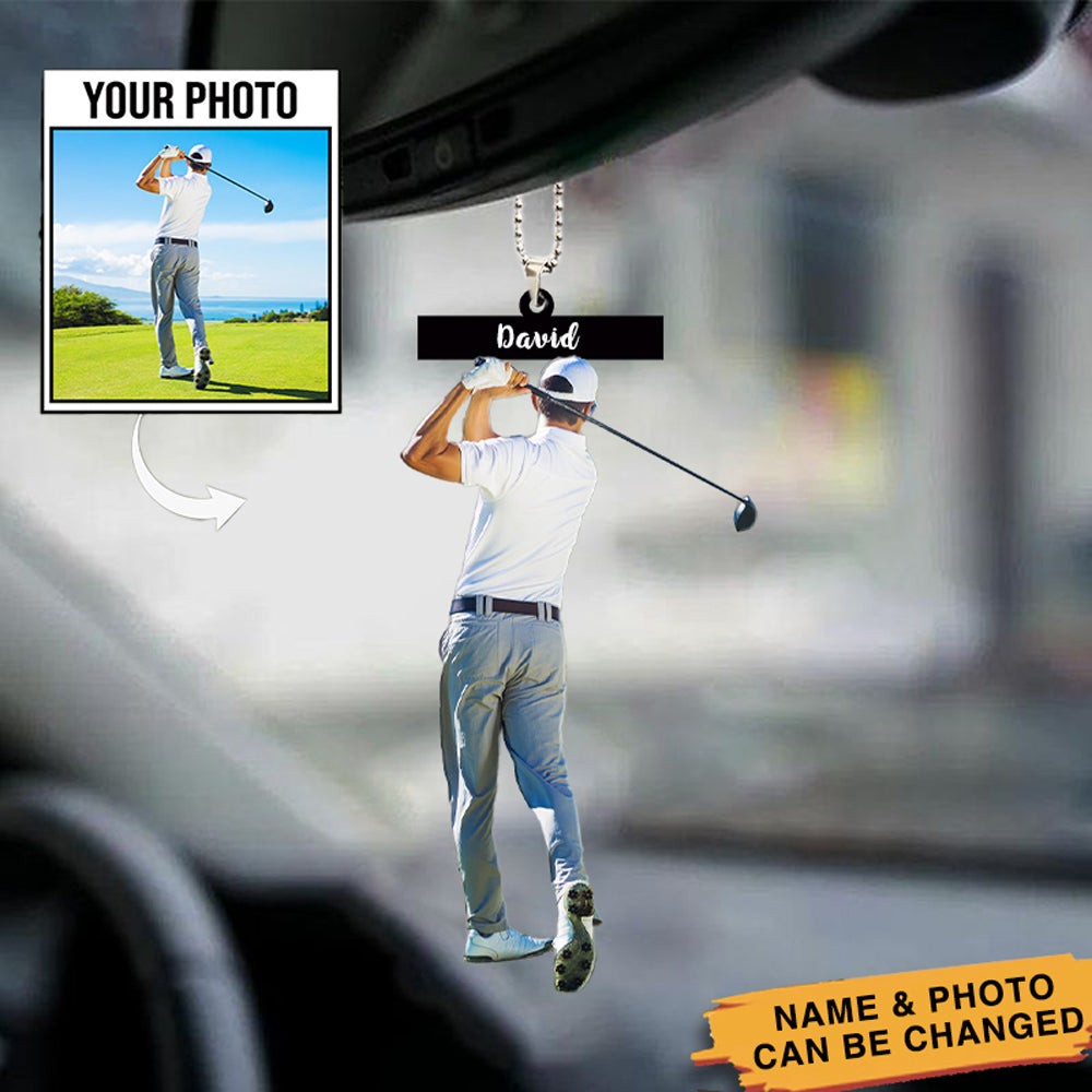 Personalized Photo Car Hanging Ornament - Gift For Golf Lovers