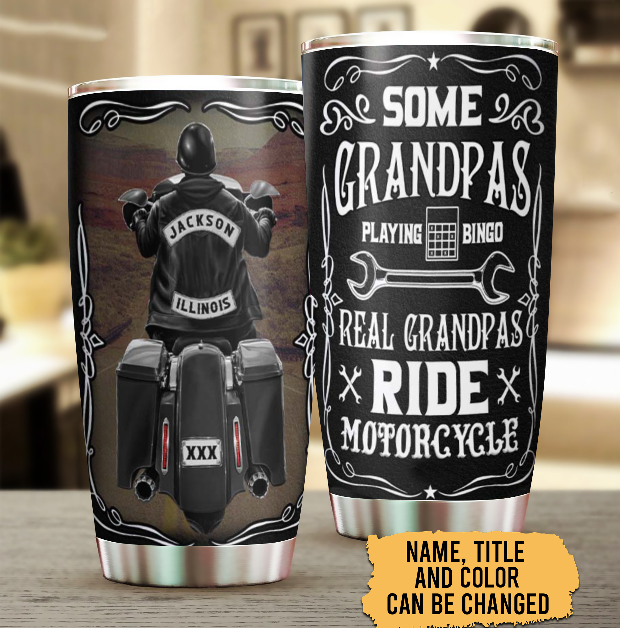 Some Grandpas Playing Bingo , Biker Personalized Tumbler