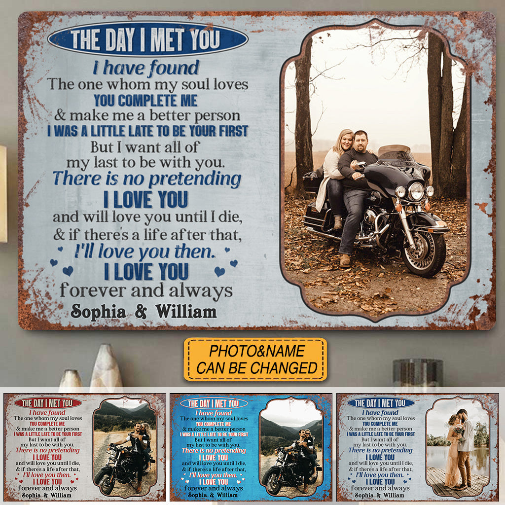 Biker The Day I Met You - Personalized Couple Custom Photo Poster