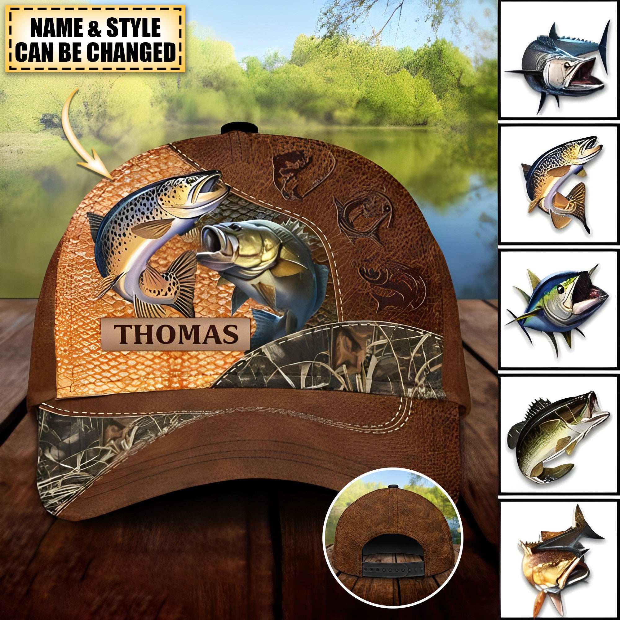 Fishing Leather Pattern Personalized Classic Cap